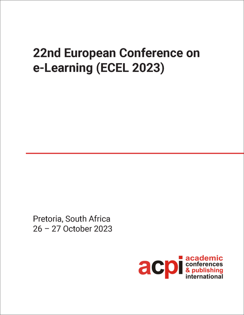 E-LEARNING. EUROPEAN CONFERENCE. 22ND 2023. (ECEL 2023)